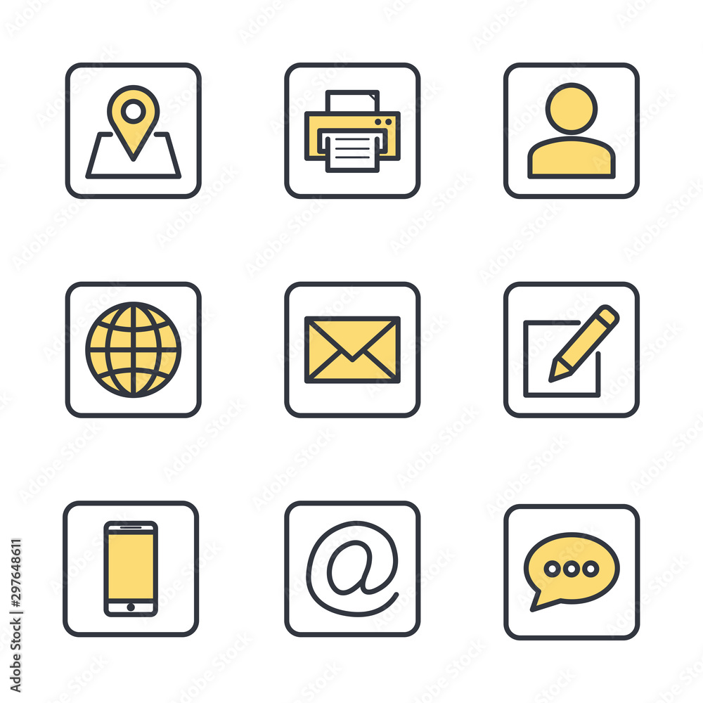 Poster web icon set. contact us icons template color editable. web pack symbol vector sign isolated on whit