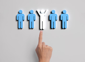 Business hand select people icon. human resources and hiring management concept.
