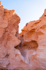 Smooth sandstone walls of Barranco de los Enamorados. Fuerteventura Canary Islands