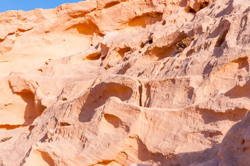 Smooth sandstone walls of Barranco de los Enamorados. Fuerteventura Canary Islands