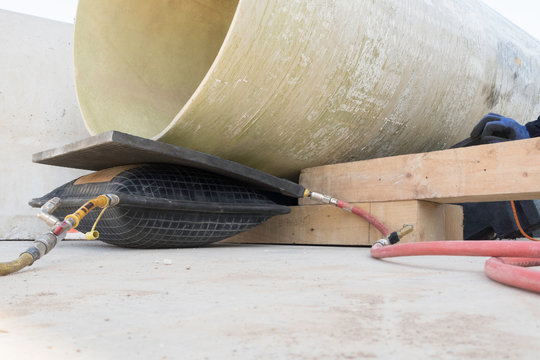 Firefighters practicing rescue with liftings bags