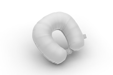 Blank Travel Pillow with paper label for Neck. Empty Template Mock up. 3d illustration 