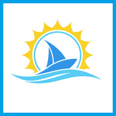 Abstract yacht and boat logo template. Sailing symbol.