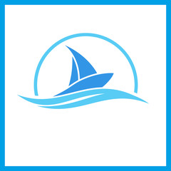 Abstract yacht and boat logo template. Sailing symbol.