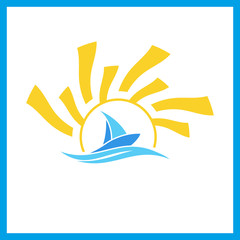Abstract yacht and boat logo template. Sailing symbol.