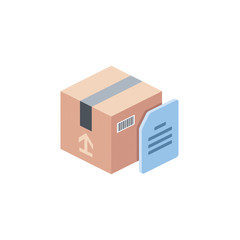 Parcel box document. Vector 3d isometric, color web icon, new flat style. Creative illustration design, idea for infographics.