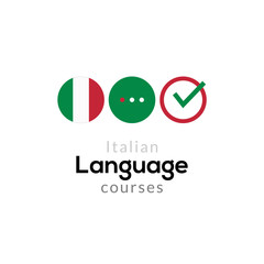 Italian language school logo course concept. Vector italian speak fluent course design