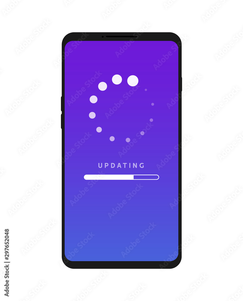Aufkleber mobile update icon, software upgrade phone. smartphone screen flat loading concept data