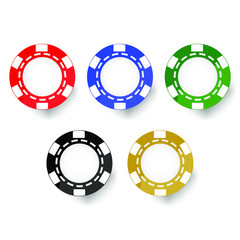 Casino gamble chips vector illsutration various colors