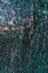  broken window abstract blue background