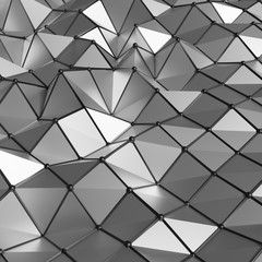 Background surface polygons silver metalic 3d
