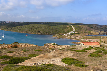Fototapeta na wymiar Cala Teulera Bay near La Mola Fortress on the island of Menorca, Spain