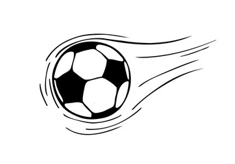Soccer ball quickly flies, bounce. Sketch of a soccer ball.