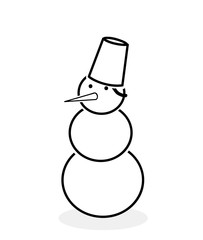 Snowman flat icon on white background. Icon for greeting card on Christmas and New Year. Vector illustration for logo, graphic and web design, poster, banner.