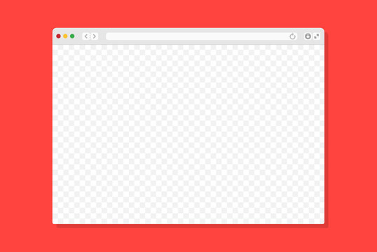 Web browser window. Computer or internet frame template design of flat page mockup. Blank screen web browser
