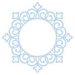 Decorative frame Elegant vector element for design in Eastern style, place for text. Floral blue border. Lace illustration for invitations and greeting cards