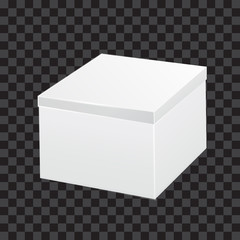 White closed gift box. For holiday projects.  Black and white vector image with transparency.