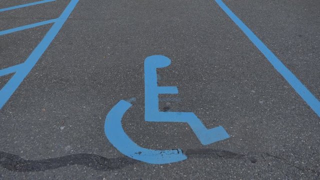 Handicap parking space blue painted