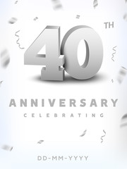40 years silver number anniversary celebration event. Anniversary banner ceremony design for 40 age