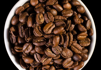 many freshly roasted coffee beans