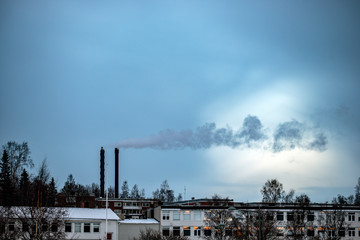 Fototapeta na wymiar smoke from chimney, sweden