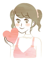 Illustration of a woman with a heart