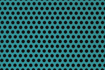 Metal grid texture with holes close-up, green steel surface, modern background
