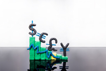 Abstract photo of currency market. Isolated on white background.