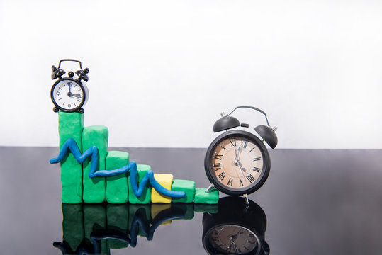Daylight Saving Time. Fall back time abstract photo. Graph made from Play Clay.