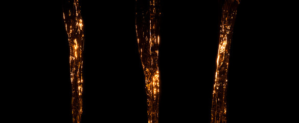 jet of oil on a black background