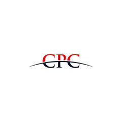 Initial letter CPC, overlapping movement swoosh horizon logo company design inspiration in red and dark blue color vector
