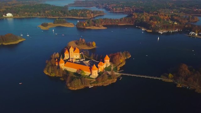 Aerial video of Trakai castle