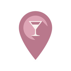 Location pin for bar with long shadow effect. Location marker for bar colorful vector icon.