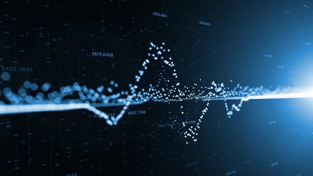 Artistic infographics charts with computer digital data numbers animation background.