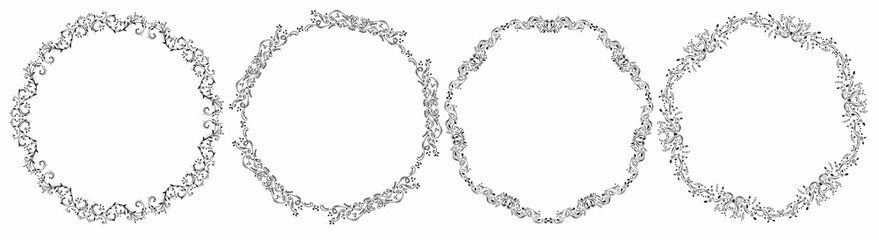 Wreath of flowers with leaves vector. Wreath flowers with ornaments for, banner,  Invitation card design and more