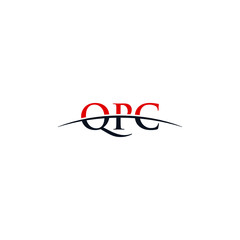 Initial letter QPC, overlapping movement swoosh horizon logo company design inspiration in red and dark blue color vector