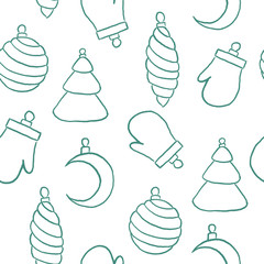 Christmas baubles seamless pattern. Toys for christmas tree.