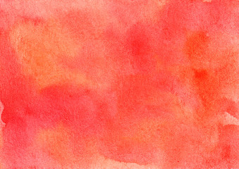 Hand drawn abstract watercolor red and orange background