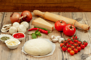 Ingredients for a healthy pizza