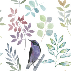 Seamless botanical watercolor exotic floral pattern. Seamless watercolor pattern for design.