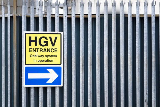 Heavy Goods Vehicle Entrance One Way System In Operation For HGVs