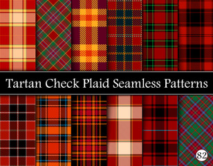 Set Tartan Plaid Scottish Seamless Pattern