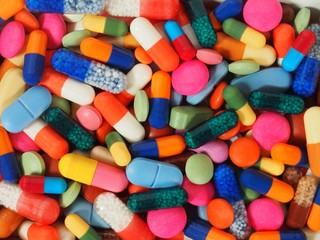 Fototapeta na wymiar Background from pills and capsules