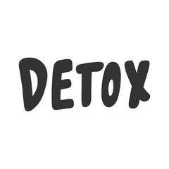 Detox. Sticker for social media content. Vector hand drawn illustration design. 