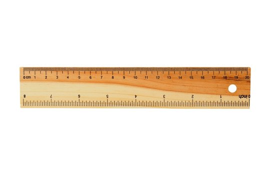 Wooden ruler on white