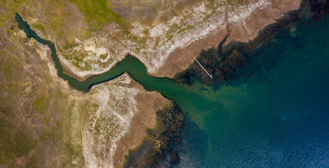 Aerial view of river bank