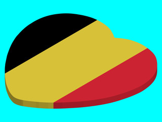 Belgium Flag In Heart Shape Vector 3D