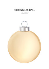 Beige christmas ball isolated on white background