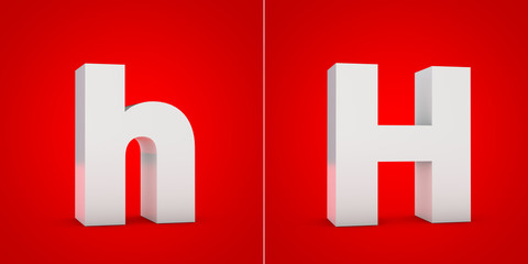 Fototapeta premium White 3D alphabet letter H isolated on red background.