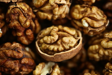 peeled whole kernels of walnuts harvest